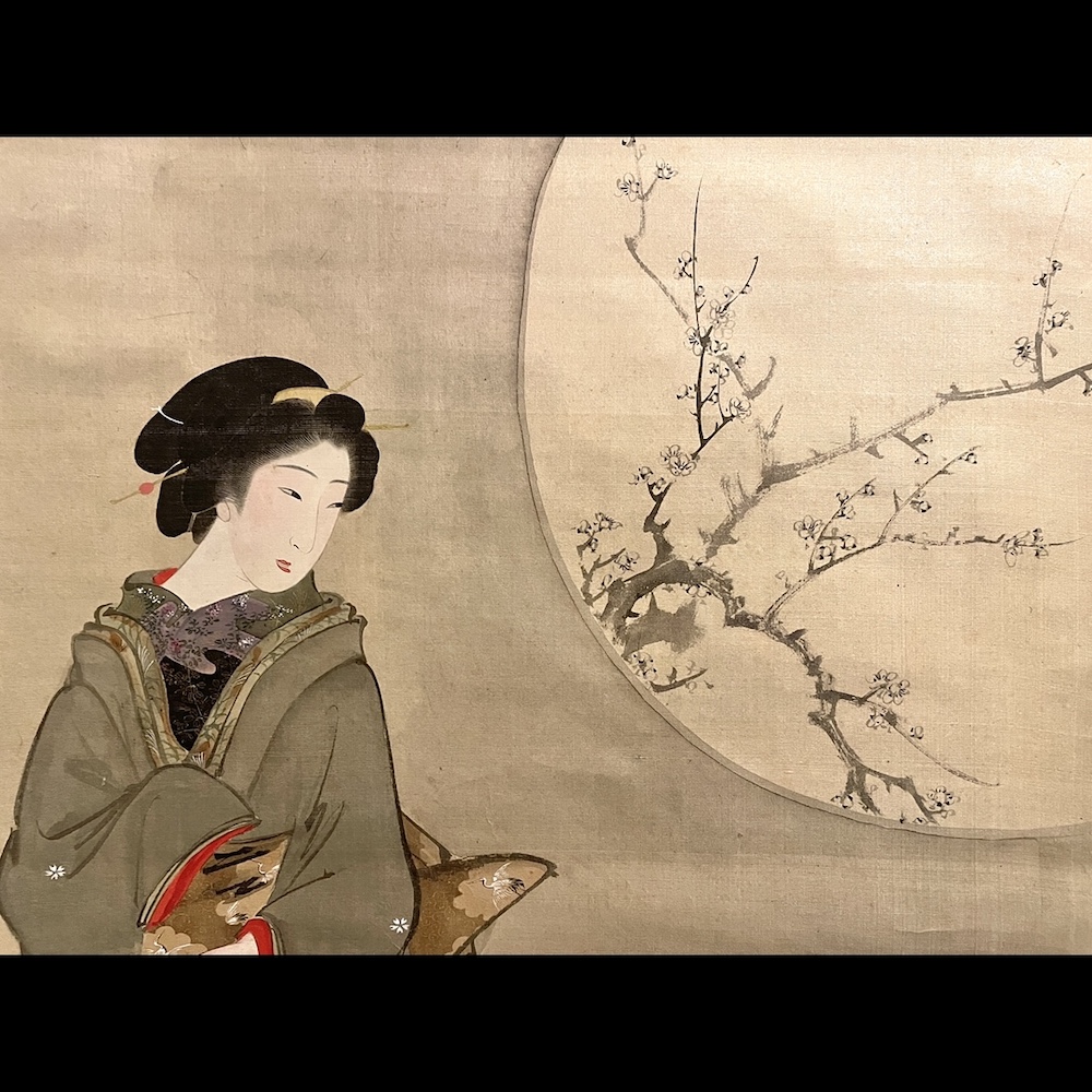 野口小蘋 「美人詠歌図」 Noguchi Shōhin “Beauties” 絹本 着色 共箱